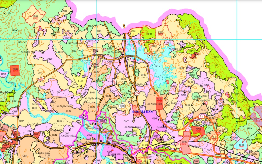 Bản đồ quy hoạch giao thông huyên Nghĩa Đàn được xác định theo Bản đồ quy hoạch sử dụng đất đến 2020 tỉnh Nghệ An