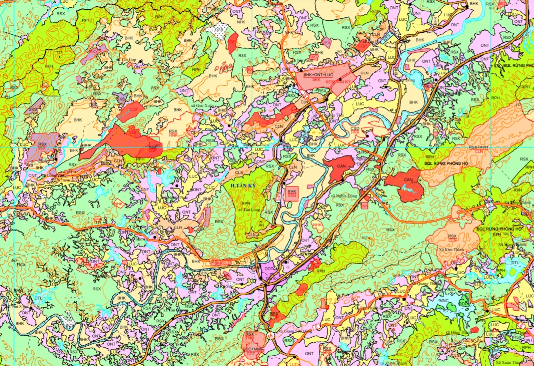 Bản đồ quy hoạch giao thông huyên Tân Kỳ được xác định theo Bản đồ quy hoạch sử dụng đất đến 2020 tỉnh Nghệ An