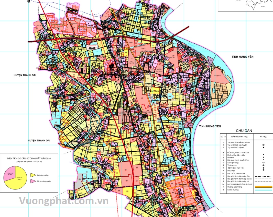 Bản đồ quy hoạch sủ dụng đất huyện Thường Tín đến 2030