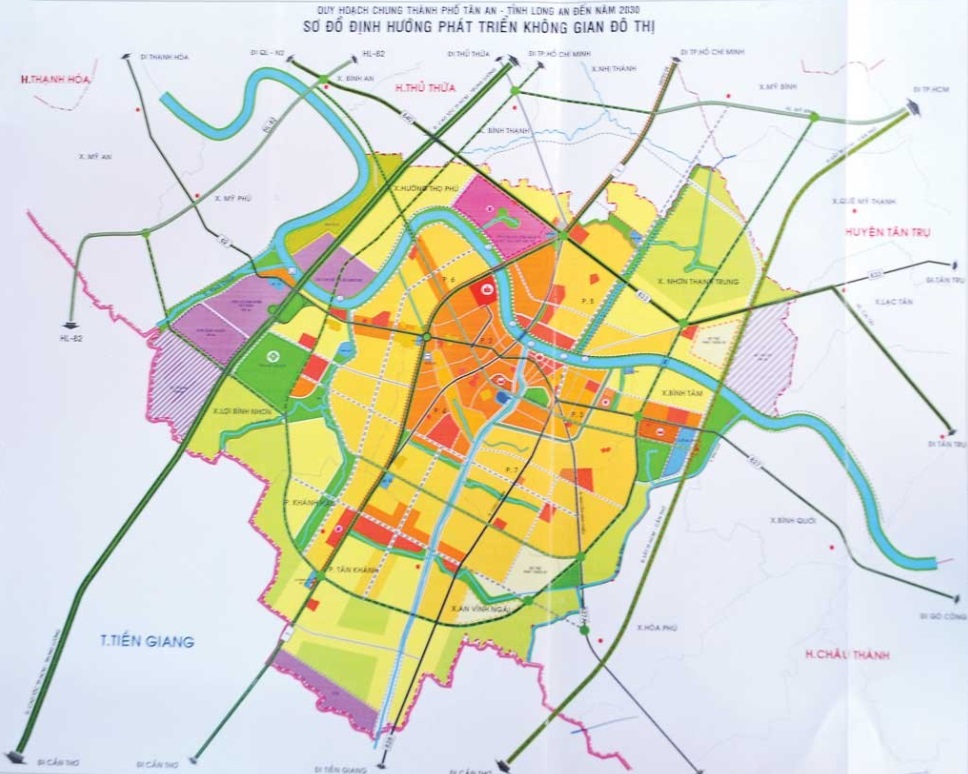 Sơ đồ định hướng không gian thành phố Tân An đến 2030