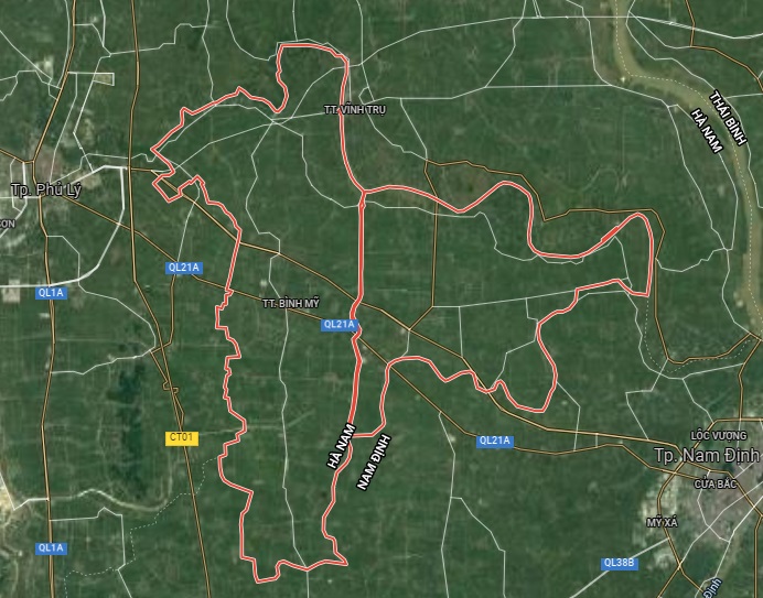Huyện Bình Lục trên bản đồ vệ tinh