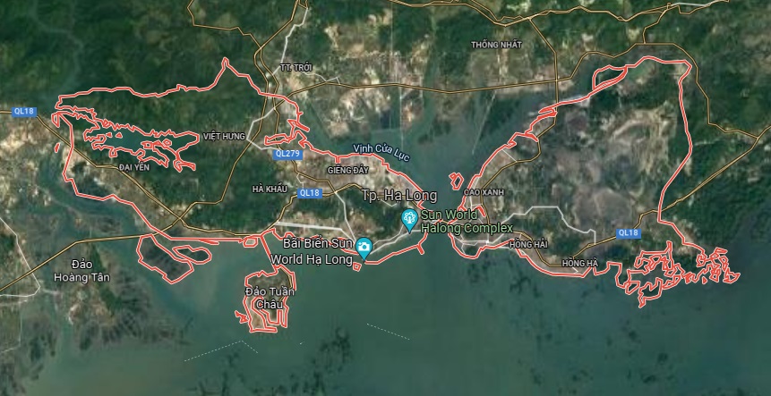 Thành phố Hạ Long trên bản đồ vệ tinh