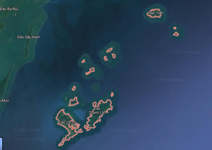 Huyện Cô Tô trên bản đồ vệ tinh