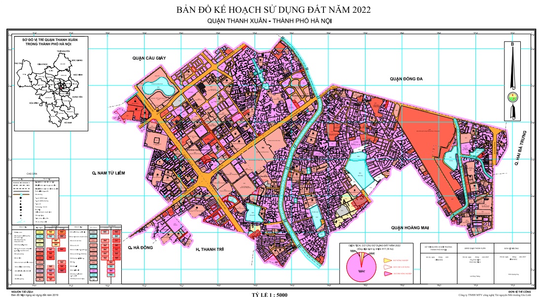 Bản đồ quy hoạch sử dụng đất năm 2022 quận Thanh Xuân