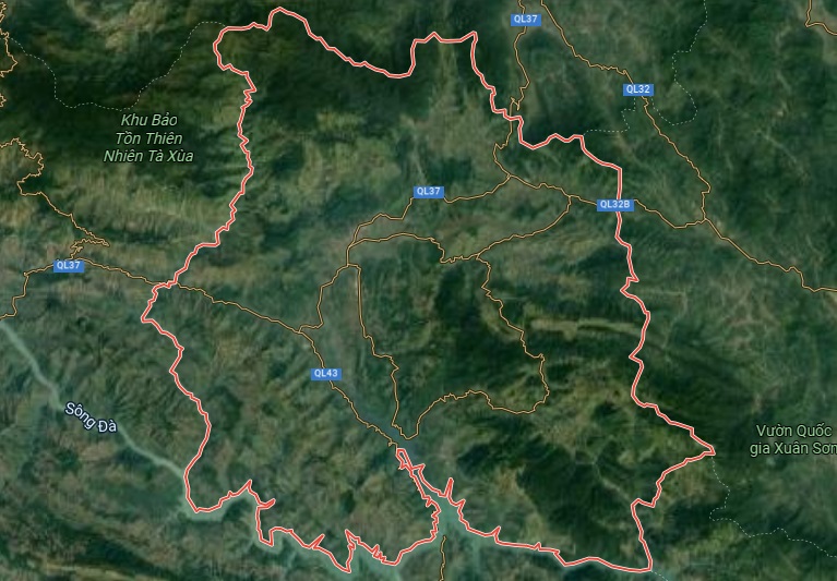 Huyện Phù Yên trên bản đồ vệ tinh