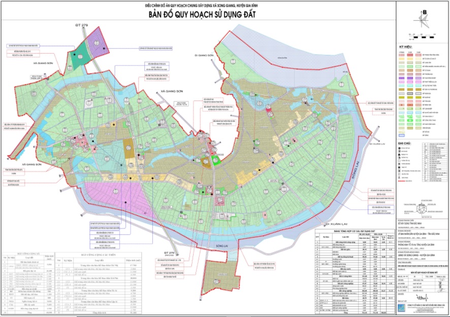 Bản đồ quy hoạch sử dụng đất xã Song Giang, huyện Gia Bình