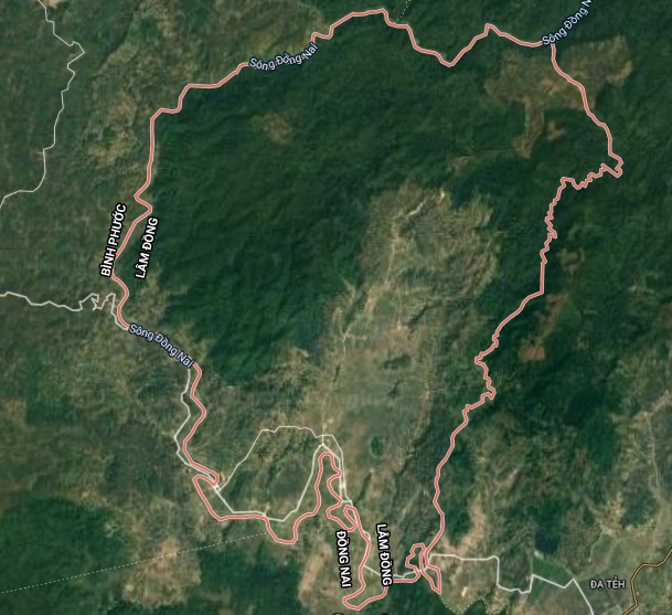 Huyện Cát Tiên trên bản đồ vệ tinh