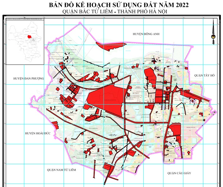 Bản đồ kế hoạch sử dụng đất năm 2022, quận Bắc Từ Liêm