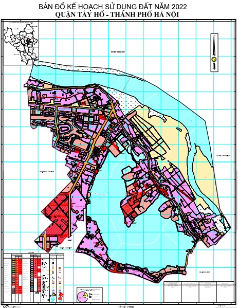 Bản đồ kế hoạch sử dụng đất năm 2022, quận Tây Hồ