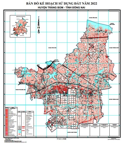 Bản đồ kế hoạch sử dụng đất năm 2022, huyện Trảng Bom