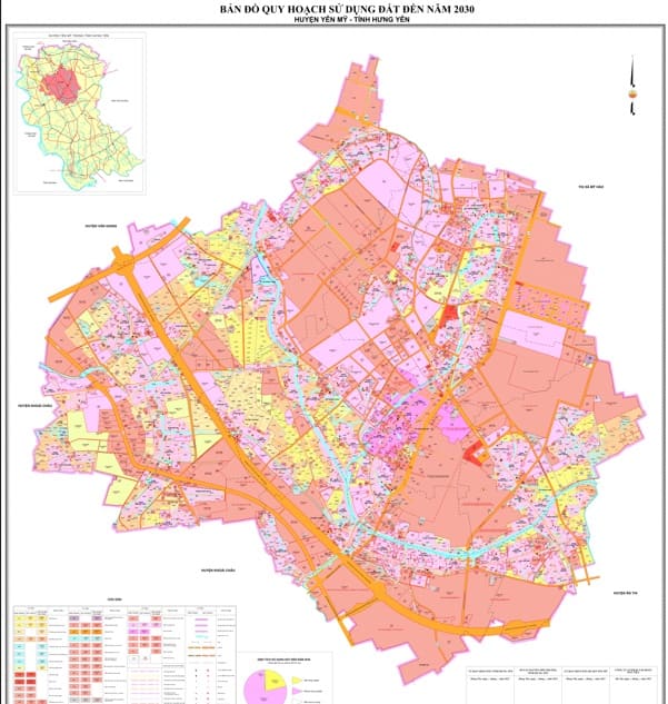 Bản đồ quy hoạch sử dụng đất đến 2030, huyện Yên Mỹ