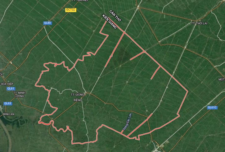 Huyện Giồng Riềng trên bản đồ vệ tinh