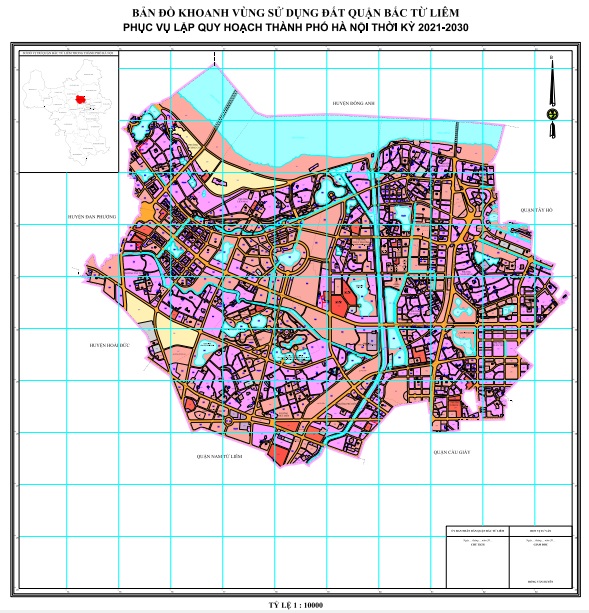 Bản đồ quy hoạch sử dụng đất thời kỳ 2021-2030, quận Bắc Từ Liêm