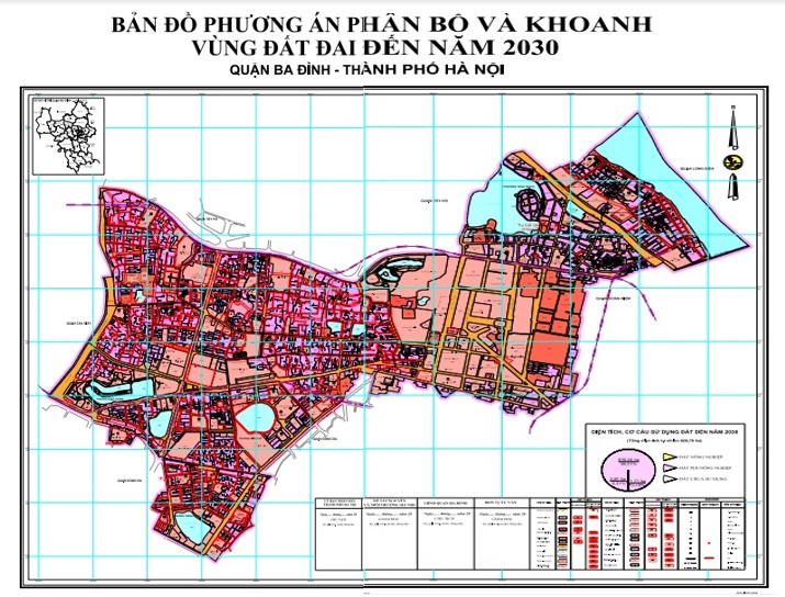 Bản đồ quy hoạch sử dụng đất thời kỳ 2021-2030, quận Ba Đình, thành phố Hà Nội