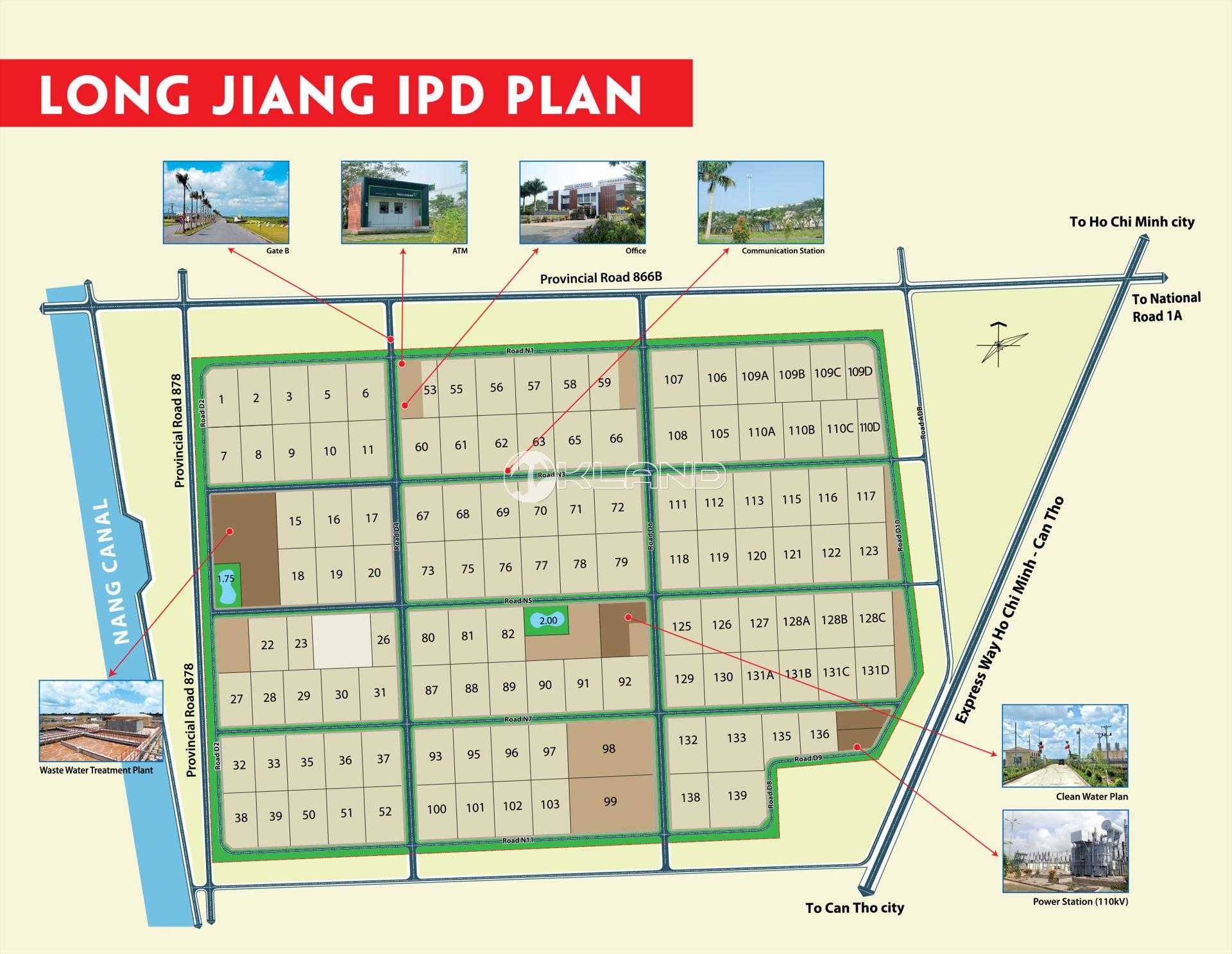Mặt bằng quy hoạch Khu công nghiệp Long Giang tại xã Tân Lập 1, huyện Tân Phước, tỉnh Tiền Giang