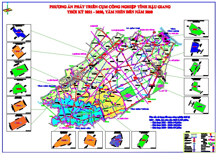Bản đồ phương án phát triển Cụm công nghiệp tỉnh Hậu Giang