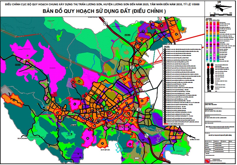 Bản đồ điều chỉnh quy hoạch sử dụng đất thị trấn Lương Sơn, tỉnh Hòa Bình
