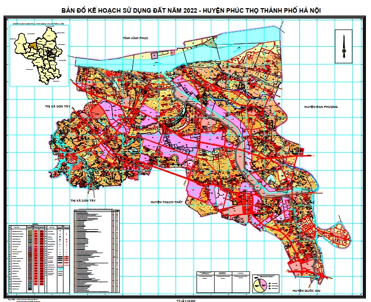 Bản đồ kế hoạch sử dụng đất năm 2022, huyện Phúc Thọ