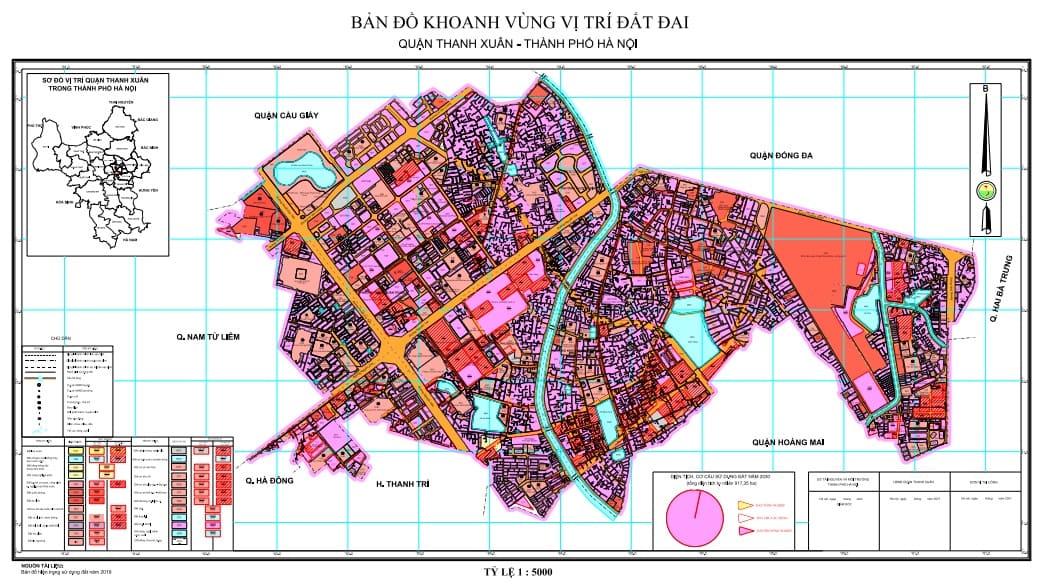 Bản đồ khoanh vùng quy hoạch sử dụng đất quận Thanh Xuân
