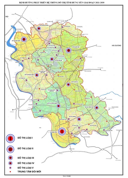 Bản đồ quy hoạch phát triển đô thị tỉnh Hưng Yên
