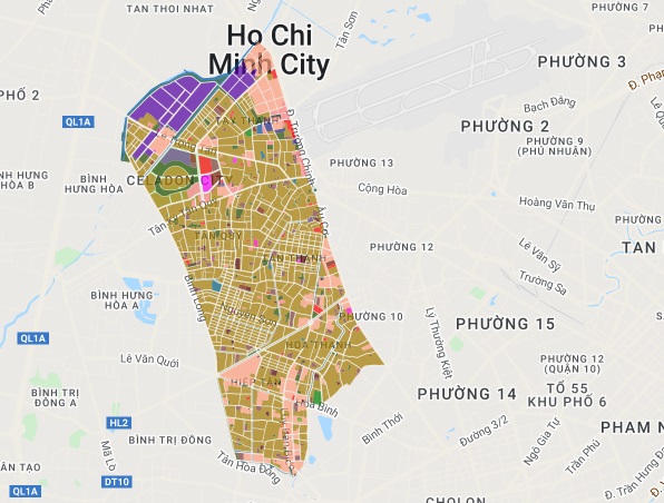 Bản đồ quy hoạch giao thông, sử dụng đất quận Tân Phú, TP.HCM