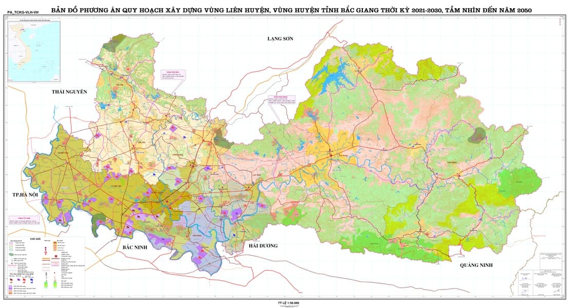 Bản đồ quy hoạch phát triển không gian vùng tỉnh Bắc Giang