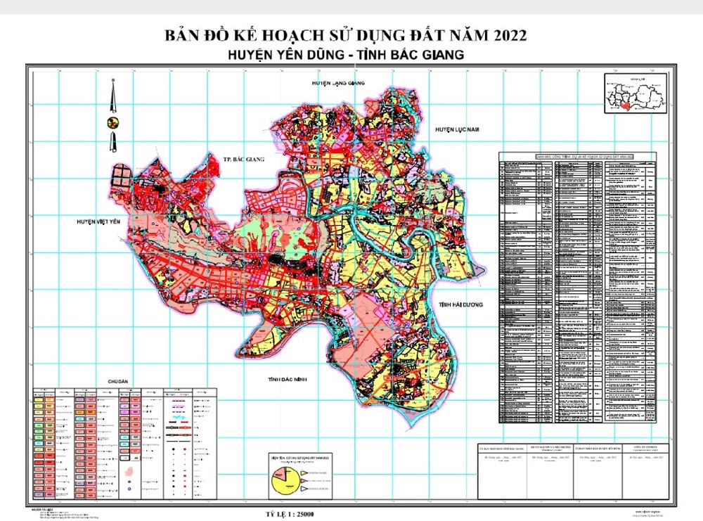 Bản đồ kế hoạch sử dụng đất năm 2022, huyện Yên Dũng