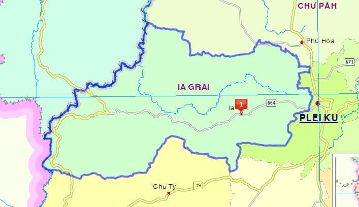 Vị trí huyện Ia Grai trên bản đồ