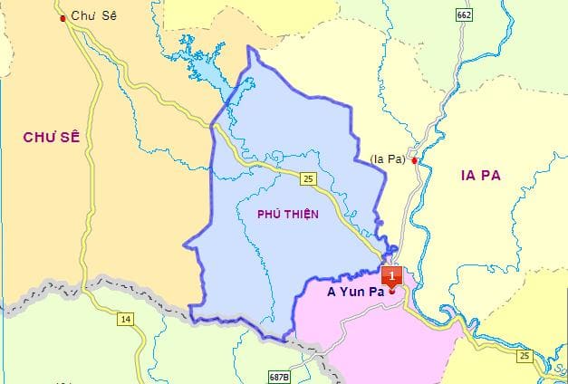 Vị trí huyện Phú Thiện trên bản đồ