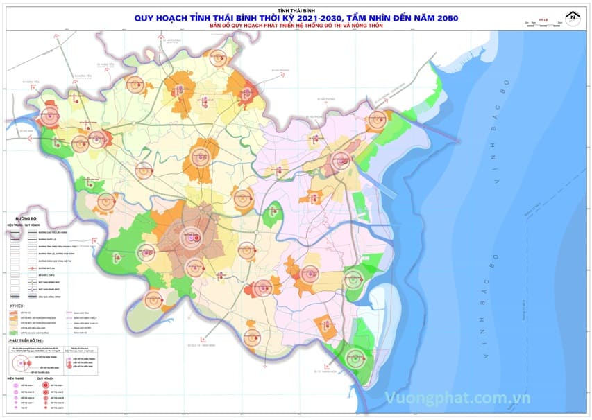 Bản đồ quy hoạch đô thị, nông thông tỉnh Thái Bình đến 2030, tầm nhìn đến 2050.