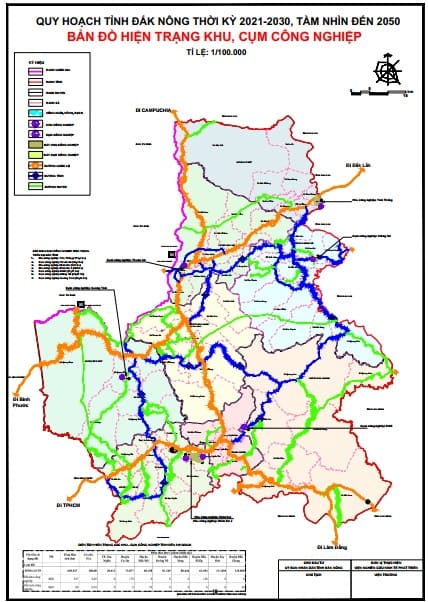 Bản đồ hiện trạng khu, cụm công nghiệp tỉnh Đắk Nông