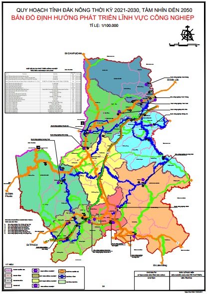 Bản đồ quy hoạch định hướng phát triển lĩnh vực công nghiệp tỉnh Đắk Nông