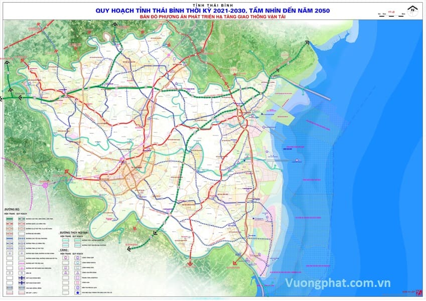 Bản đồ phương án phát triển giao thông vận tải tỉnh Thái Bình đến 2030
