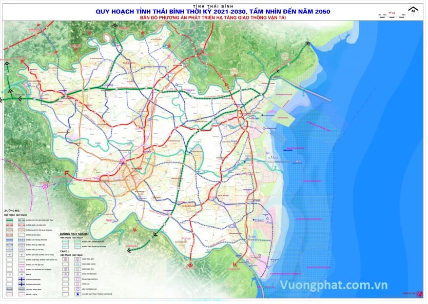 Bản đồ quy hoạch giao thông vận tải tỉnh Thái Bình, tầm nhìn đến 2050