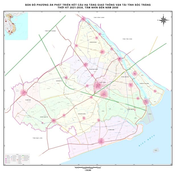 Bản đồ phương án quy hoạch giao thông vận tải tỉnh Sóc Trăng
