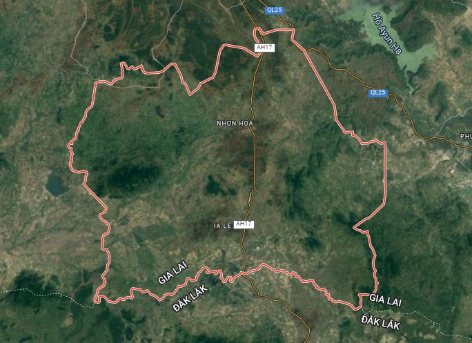 Huyện Chư Pưh trên bản đồ vệ tinh