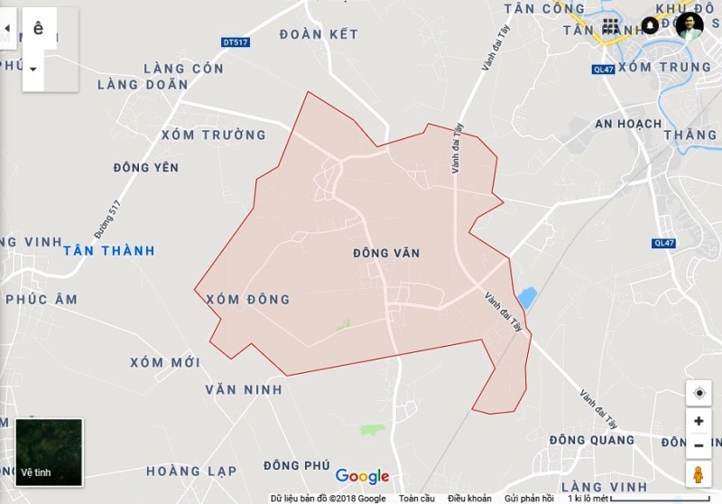 Cụm công nghiệp Đông Văn có địa điểm tại xã Đông Văn, huyện Đông Sơn. (Ảnh: Google.com/maps)