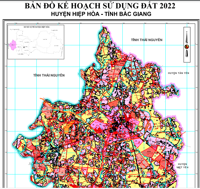 Bản đồ kế hoạch sử dụng đất năm 2022, huyện Hiệp Hòa
