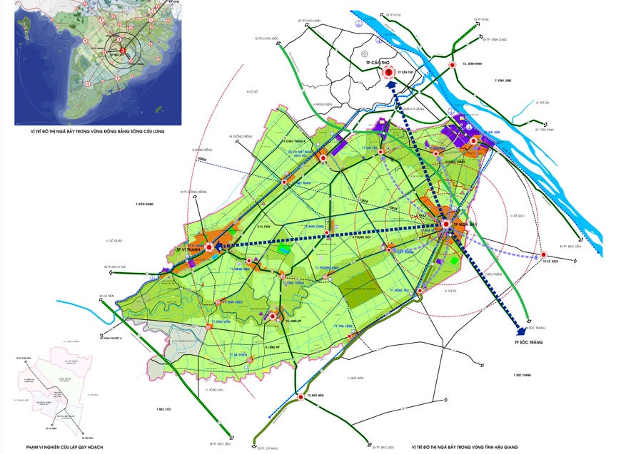 Bản đồ định hướng phát triển không gian đô thị thành phố Ngã Bảy