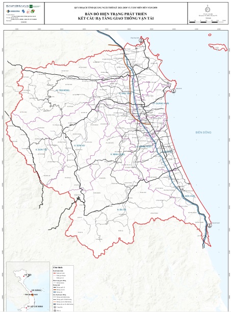 Bản đồ hiện trạng hạ tầng giao thông tỉnh Quảng Ngãi