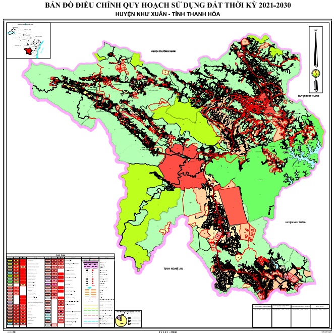 Bản đồ điều chỉnh quy hoạch sử dụng đất đến 2030, huyện Như Xuân
