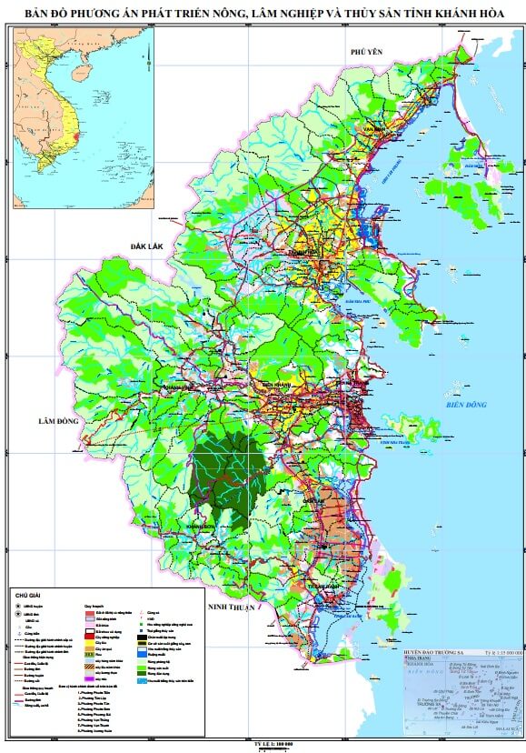 Bản đồ quy hoạch phát triển ngành nông, lâm, thuỷ sản tỉnh Khánh Hoà đến 2030, tầm nhìn đến 2050.
