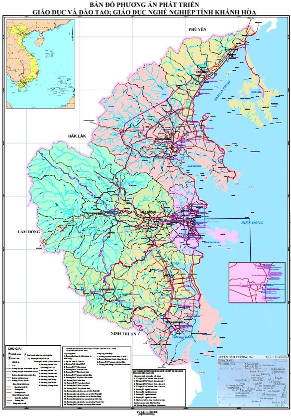 Bản đồ quy hoạch phát triển lĩnh vực giáo dục - đào tạo nghề tỉnh Khánh Hoà đến 2030, tầm nhìn đến 2050.
