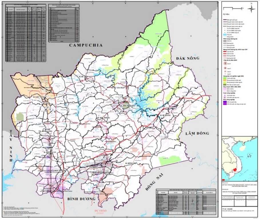 Bản đồ phương án quy hoạch phát triển công nghiệp tỉnh Bình Phước