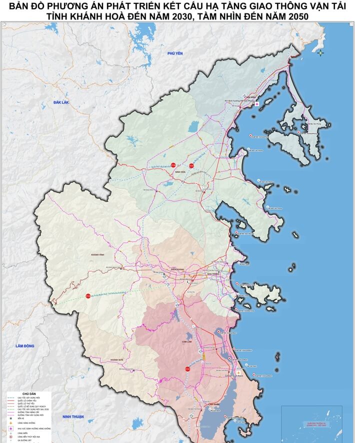 Bản đồ quy hoạch giao thông vận tải tỉnh Khánh Hoà đến 2030, tầm nhìn đến 2050
