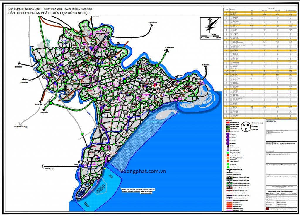 Bản đồ quy hoạch phát triển Cụm công nghiệp tỉnh Nam Định