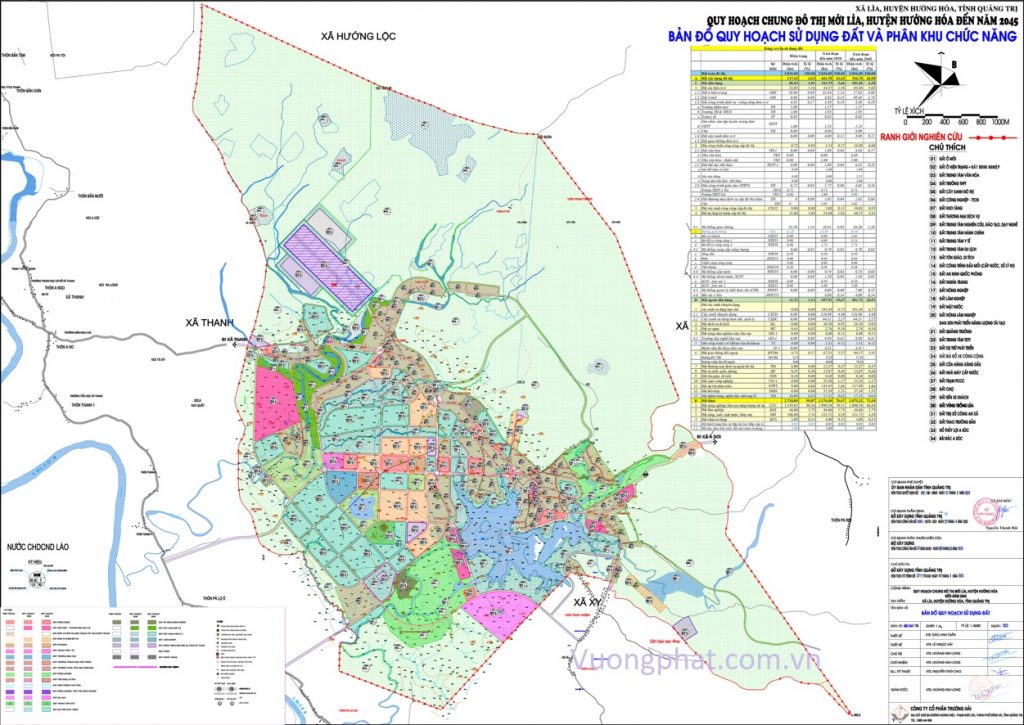 Bản đồ quy hoạch sử dụng đất và các phân khu chức năng đô thị Lìa