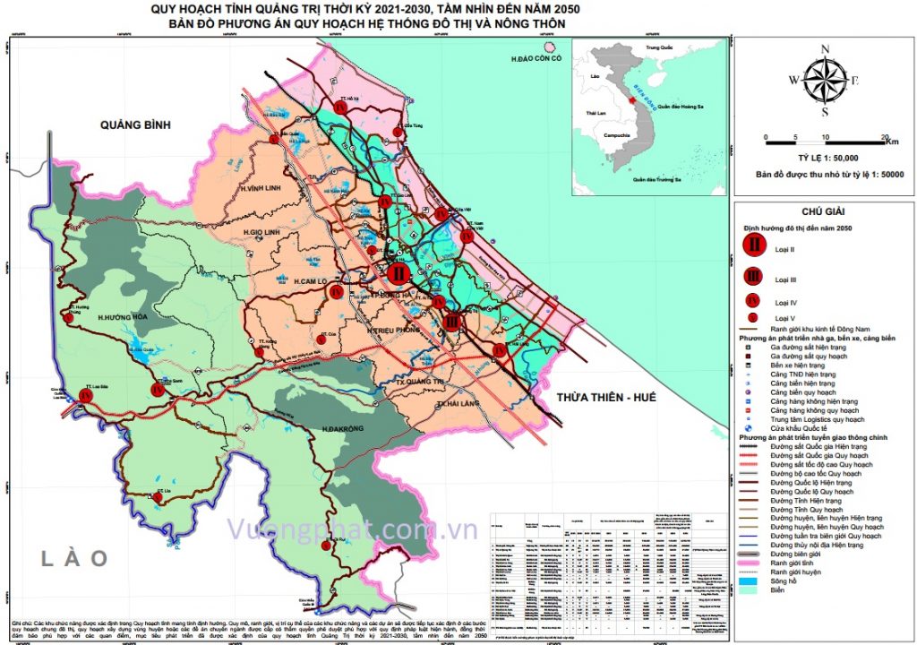 Bản đồ quy hoạch hệ thống đô thị tỉnh Quảng Trị đến 2030