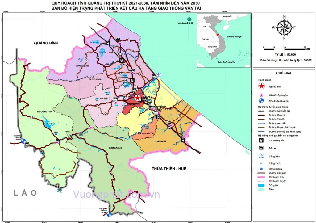 Bản đồ hiện trạng hạ tầng giao thông tỉnh Quảng Trị