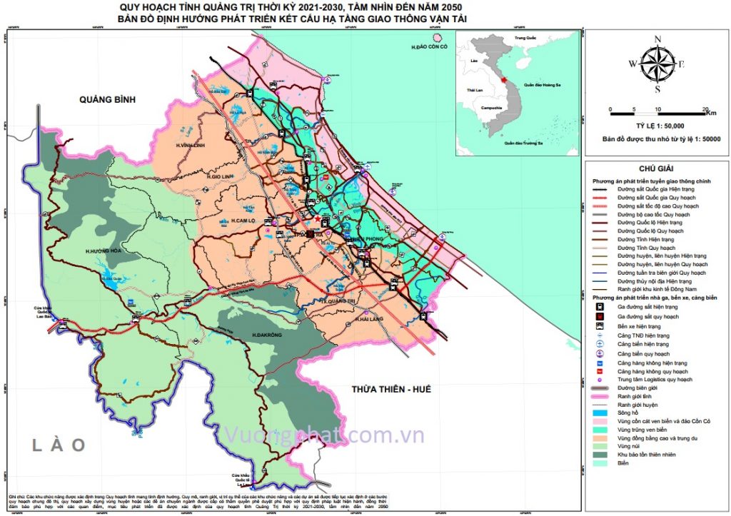 Bản đồ quy hoạch hạ tầng giao thông tỉnh Quảng Trị đến 2030, tầm nhìn đến 2050